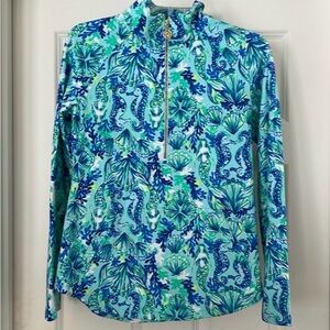 Lilly Pulitzer Skipper Popover UPF 50+ Sea Glass Aqua Seeing Double XL NWT